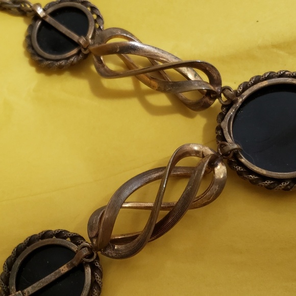 Victorian Jet & Brass Mourning Necklace Choker - Picture 4 of 8